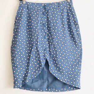 H&M Skirt 6 Tulip Button Polka Dot Carolina Blue